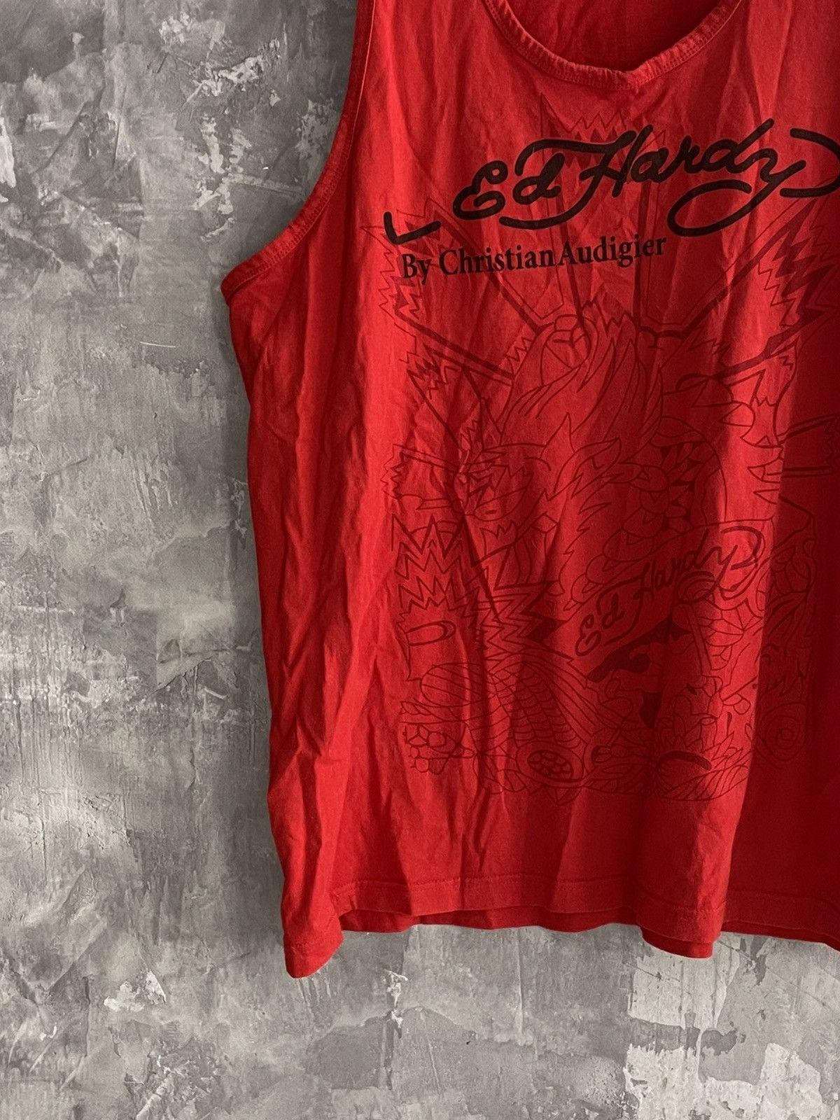 Ed Hardy Vintage Ed Hardy Red Tank Top Y2K 00s Punk Grunge Hype Size US XXL / EU 58 / 5 - 5 Thumbnail