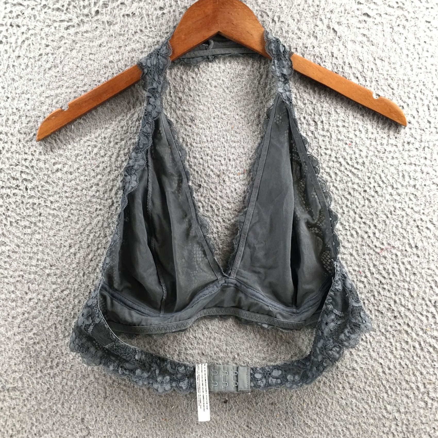 Free People Free People Lace Halter Bralette Gray Hook & Eye Wireless No Padding Womens S Bralette Size ONE SIZE - 7 Thumbnail
