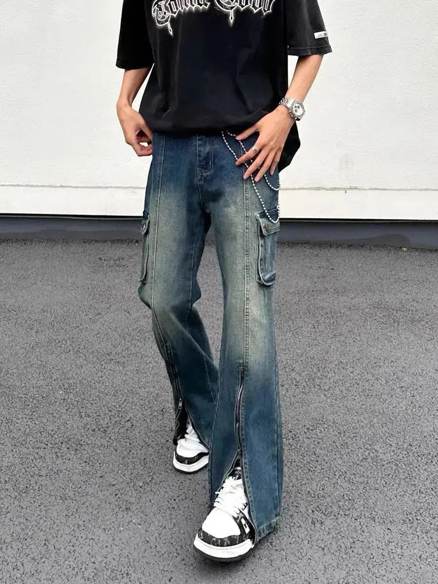 Japanese Brand Retro straight washed zippered split jeans Size US 30 / EU 46 - 5 Thumbnail