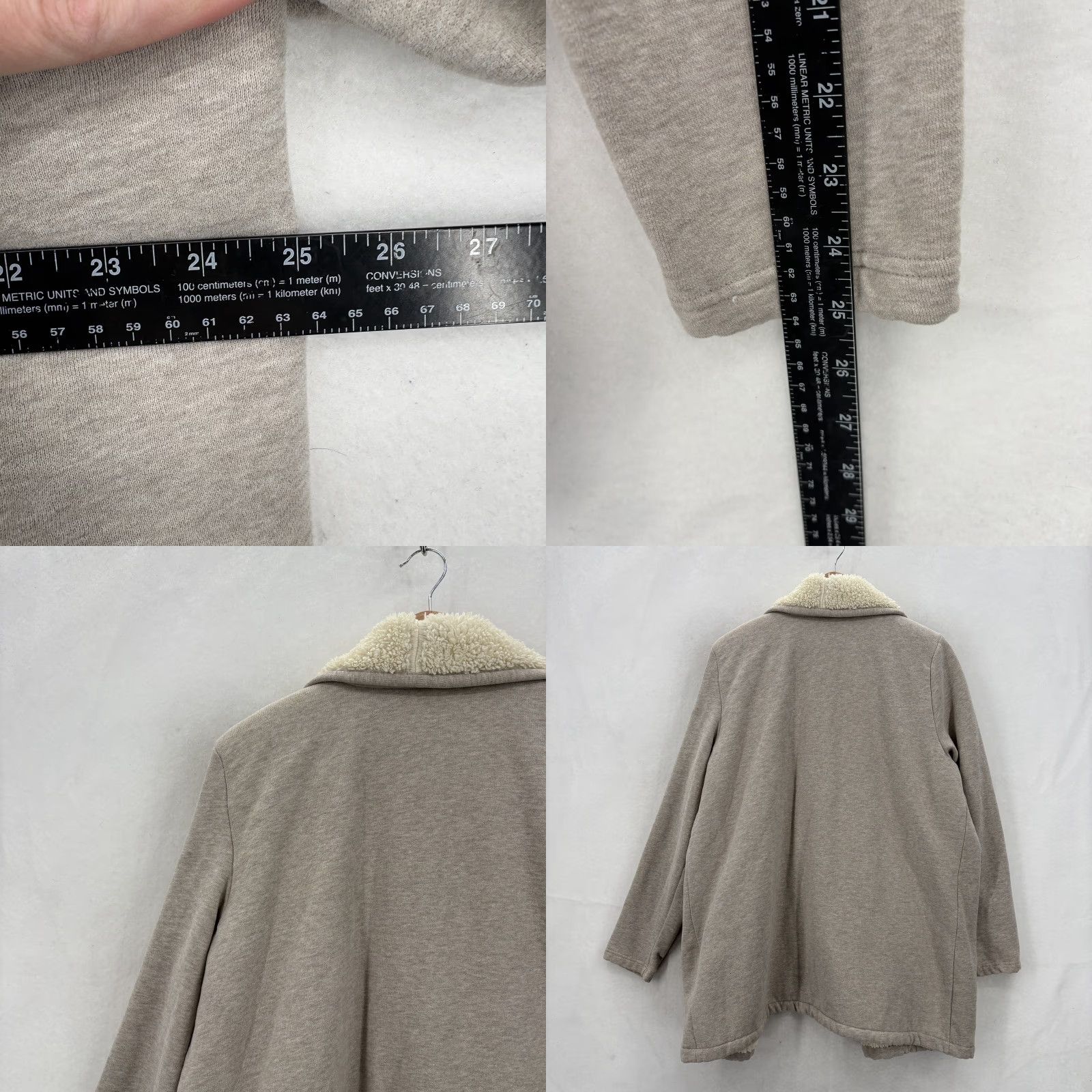 Vintage LL Bean Coatigan Jacket Womens XL Beige Sherpa Fleece Lined Open Front Cardigan Size XL / US 12-14 / IT 48-50 - 8 Thumbnail