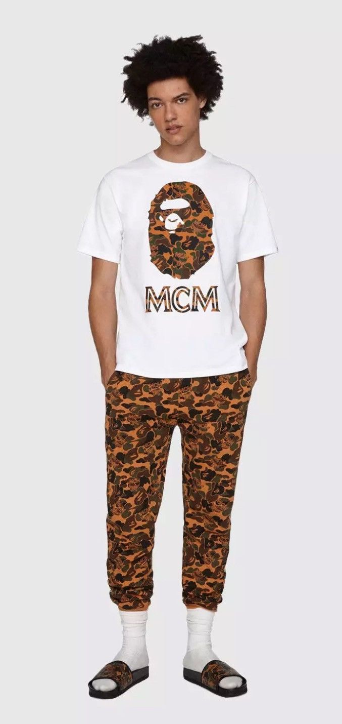 image of Bape x MCM Ape T-Shirt in White, Men's (Size XL)