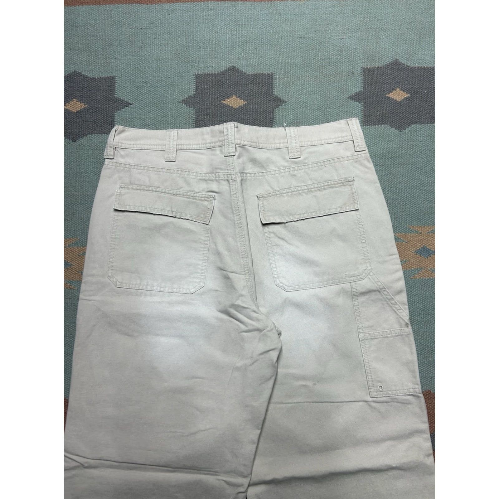 Express VINTAGE Express Carpenter Pants, White, 33x31, Baggy Workwear, Stratton, Skater, 90s Y2K, Mens, Pants Size US 33 - 2 Thumbnail