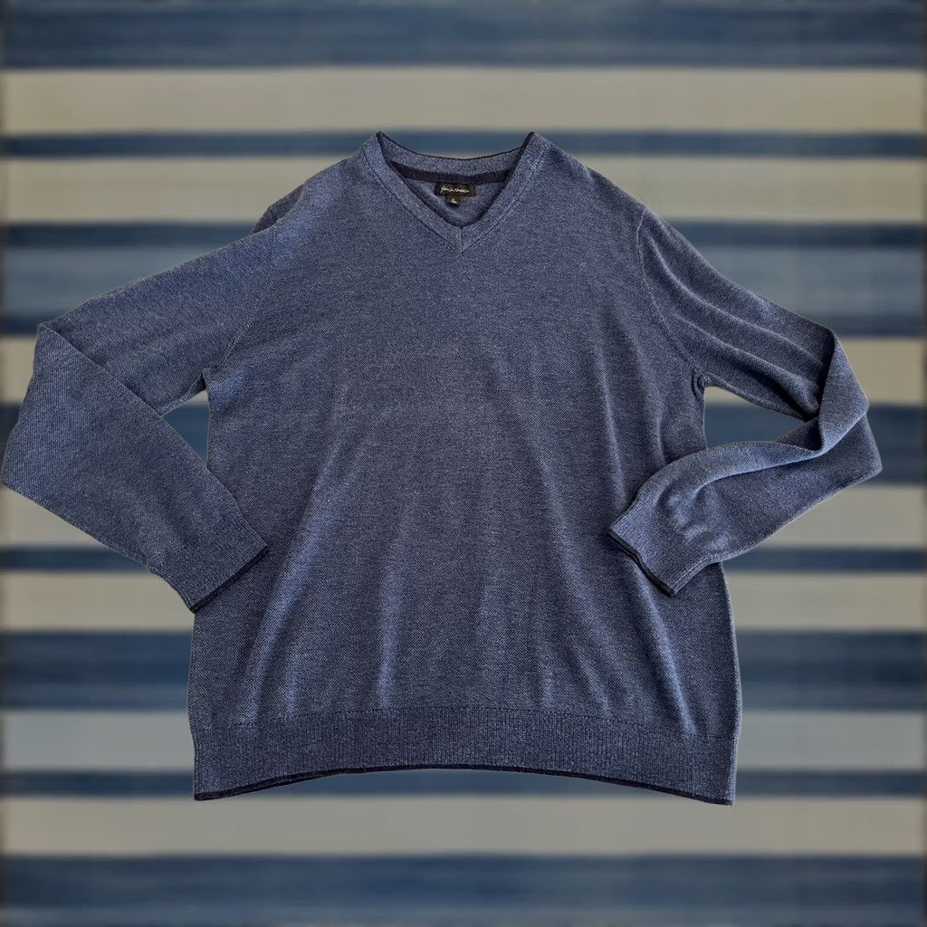 Nordstrom John W Nordstrom Cotton Silk Blue Pullover Sweater Mens XL Size US XL / EU 56 / 4 - 1 Thumbnail