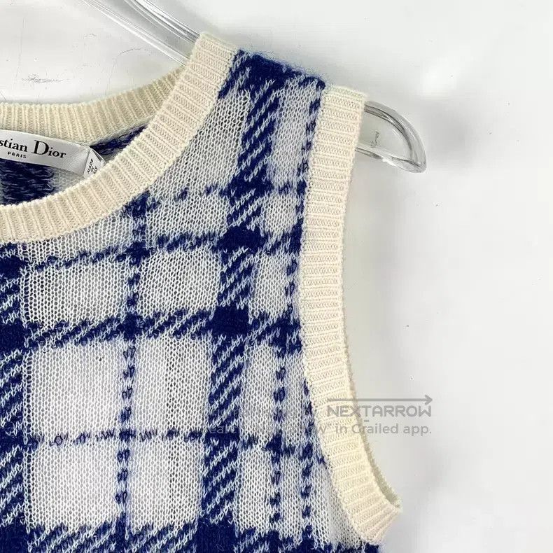 Dior Dior Blue plaid wool round-neck sleeveless knitted vest Size XXS / US 00 / IT 34 - 3 Thumbnail