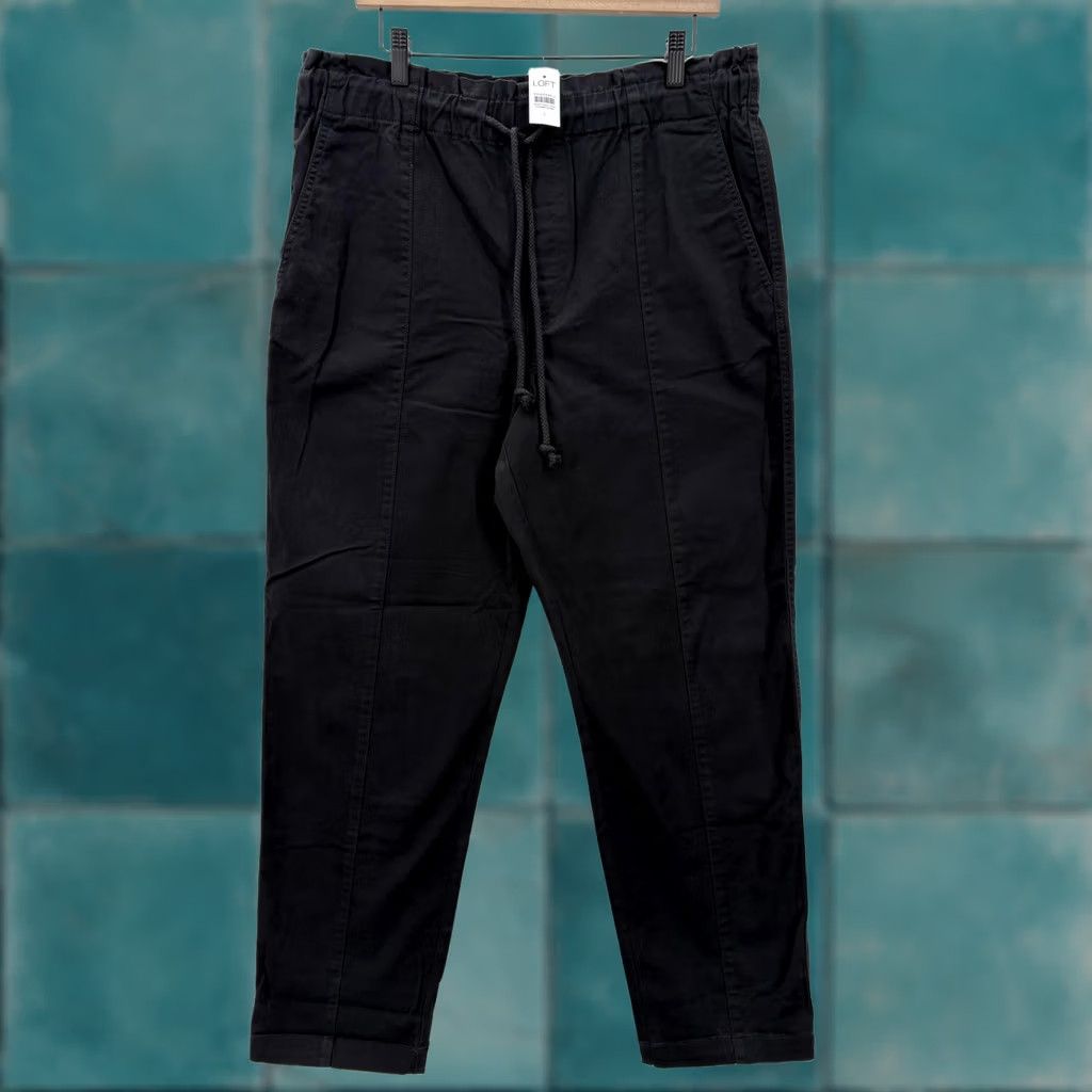Loft LOFT Pants Womens Large Black Pull On Jogger Ankle Cotton Stretch Casual Lounge Twill Elastic Waist Pockets Stretch Size 36" / US 14 / IT 50 - 1 Thumbnail