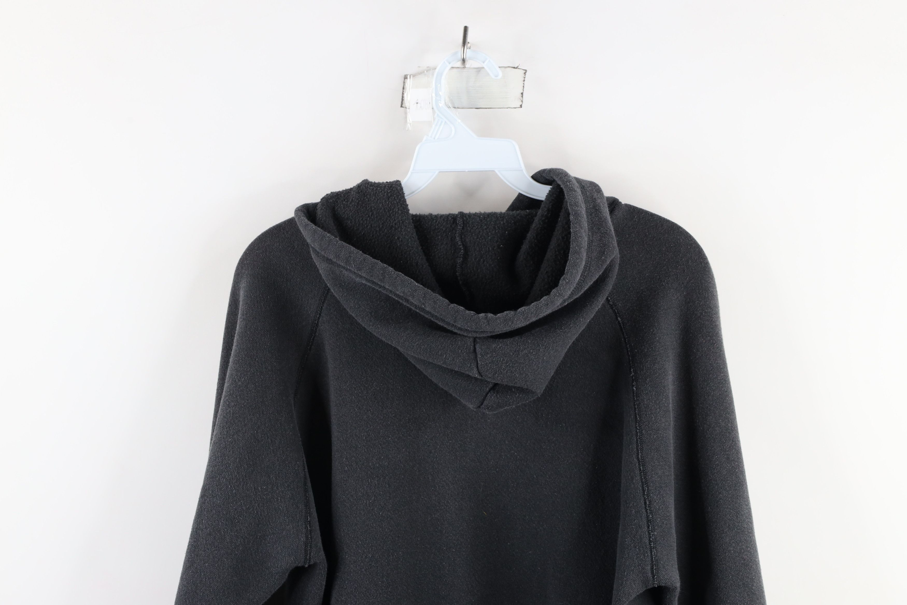 Vintage Vintage 90s Streetwear Faded Blank Hoodie Sweatshirt Black Size US S / EU 44-46 / 1 - 9 Thumbnail