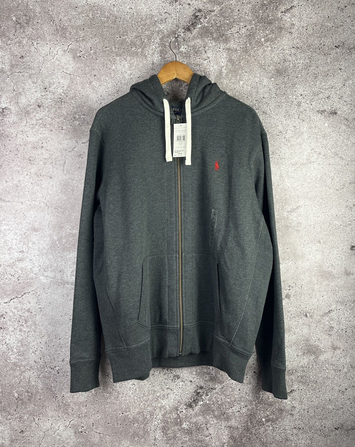 Polo Ralph Lauren Full Zip Hoodie XL Dark Grey Thermal Waffle Lined Sweatshirt Size US XL / EU 56 / 4 - 1 Thumbnail