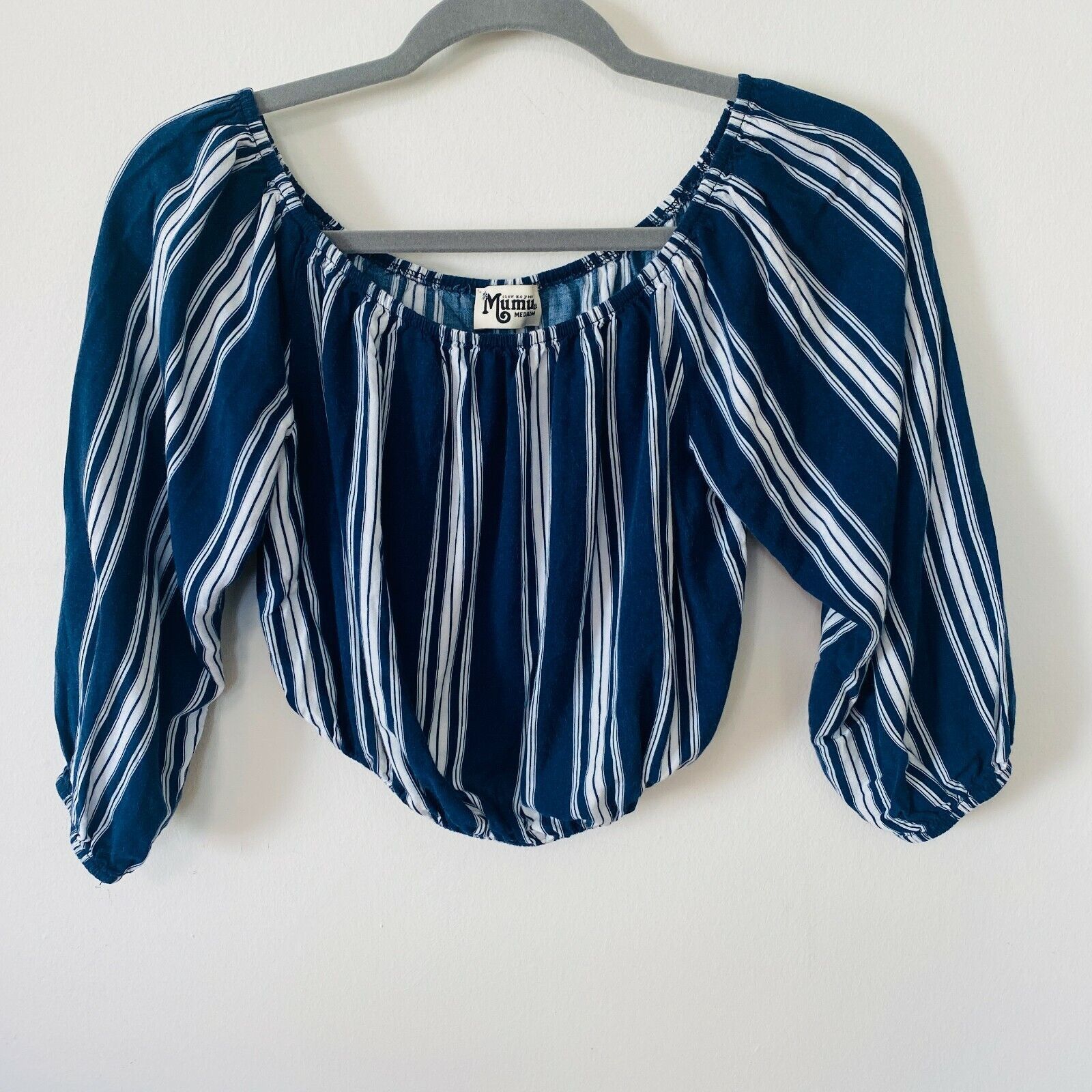 Other Show Me Your Mumu Navy White Stripe Off Shoulder Crop Top M Size M / US 6-8 / IT 42-44 - 1 Thumbnail