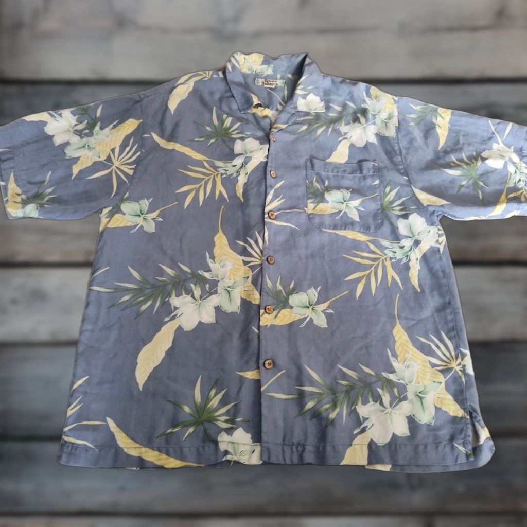 Tommy Bahama VINTAGE Tommy Bahama Men’s Silk Hawaiian Shirt XL Blue Floral Short Sleeve Casual Summer Spring Mens Size US XL / EU 56 / 4 - 1 Thumbnail