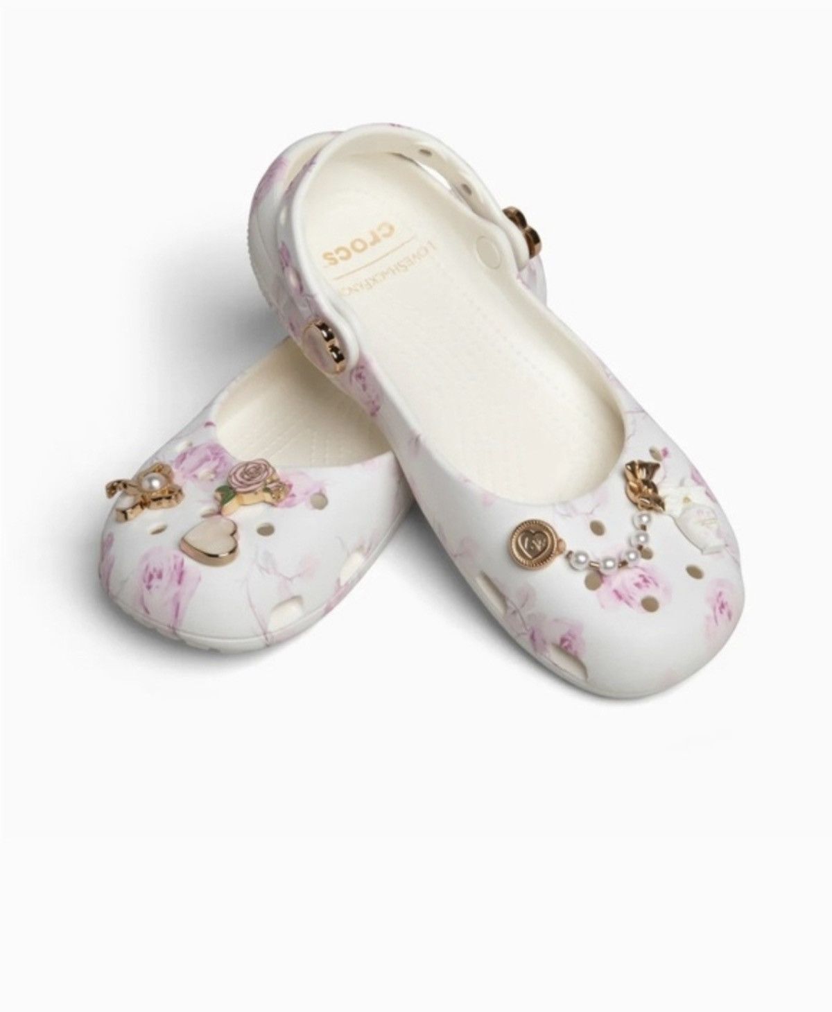 Crocs Crocs Loveshack fancy - OysterFloral Limited Edition pnk/wht Size US 7 / IT 37 - 2 Thumbnail