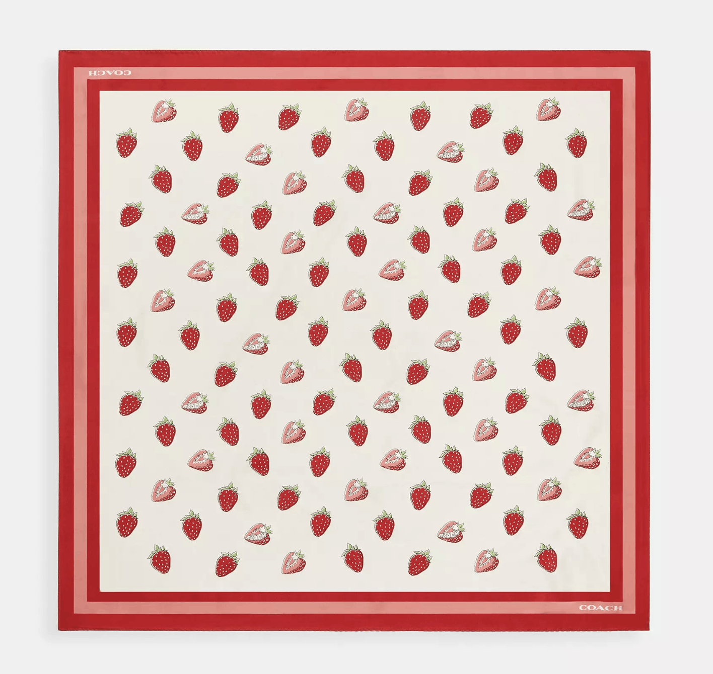 Coach NWT Coach Retro Strawberry Print Silk Square Scarf CAP58 Size ONE SIZE - 5 Thumbnail