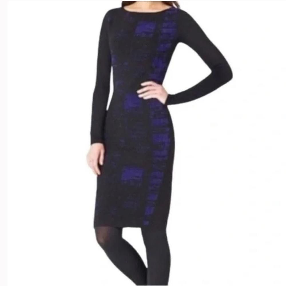 Elie Tahari Elie Tahari l Long Sleeve Night Combo Sweater Dress Size XL Size XL / US 12-14 / IT 48-50 - 9 Thumbnail