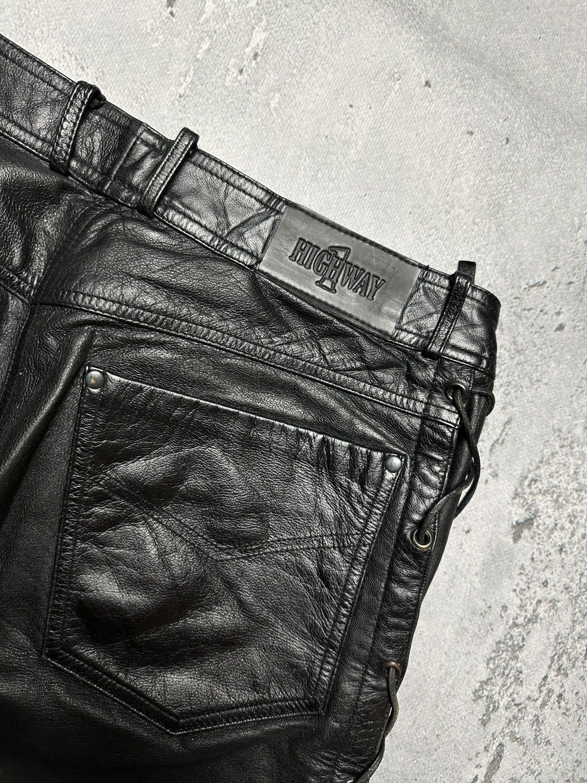 Genuine Leather Genuine Real Leather Highway 1 Pant Vintage Rock Punk Racing Size US 33 - 3 Thumbnail