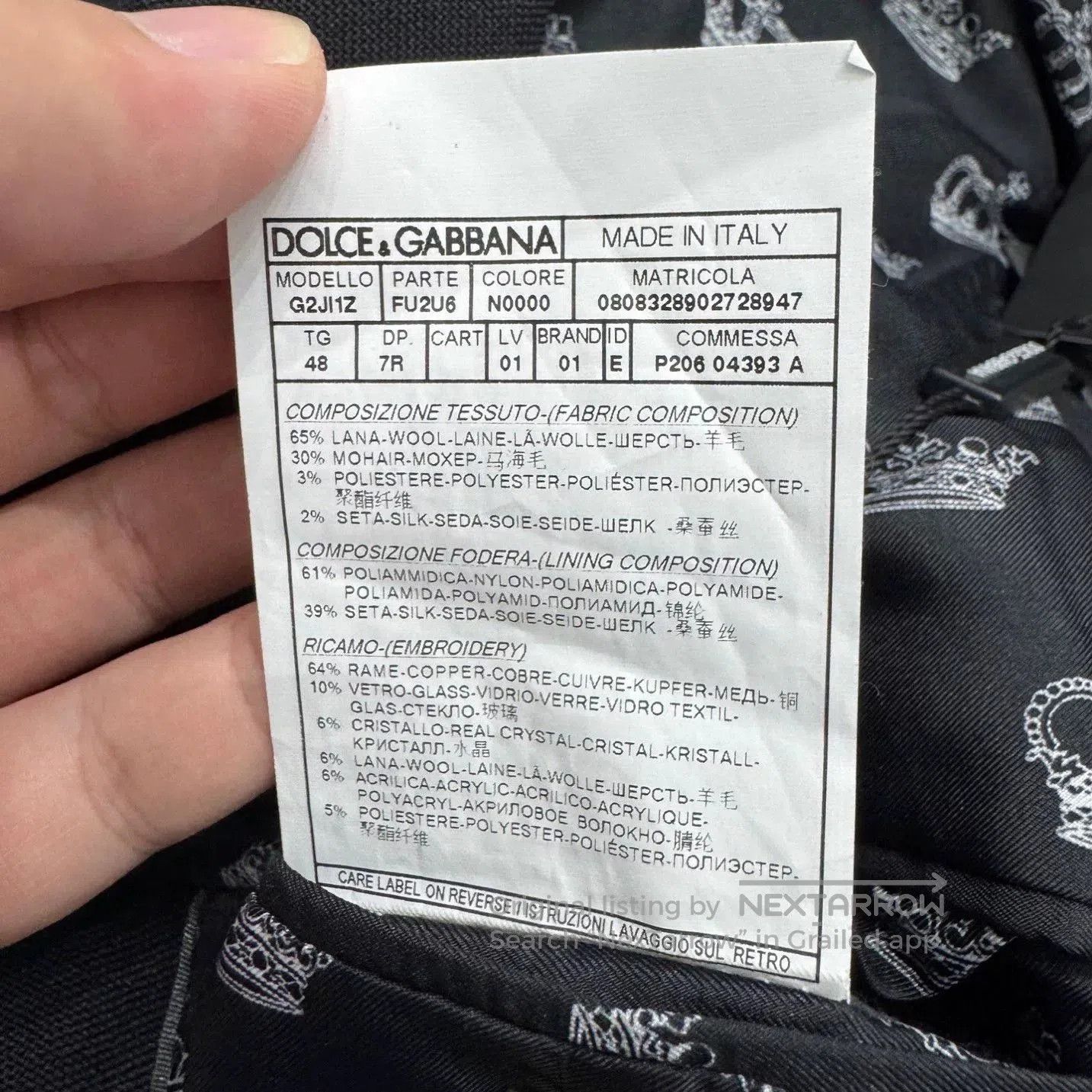Dolce & Gabbana black embroidered wool suit jacket. Size US L / EU 52-54 / 3 - 7 Thumbnail