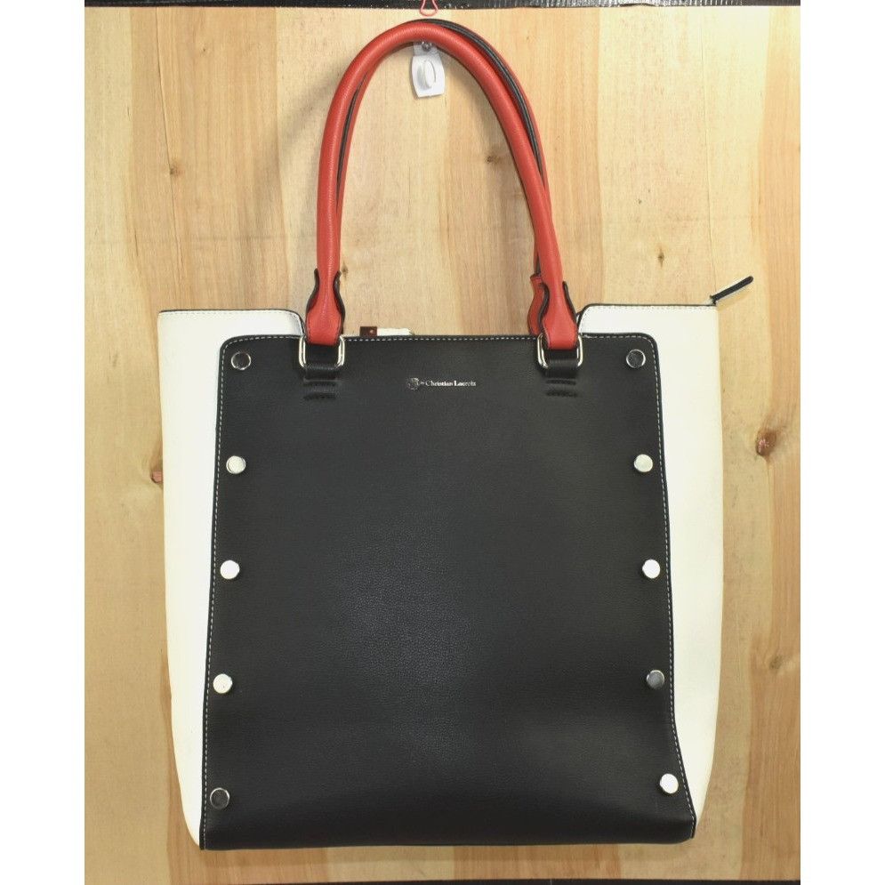 Christian Lacroix Christian Lacroix Women's Purse Black/White/Red Leather Tote Size ONE SIZE - 1 Thumbnail