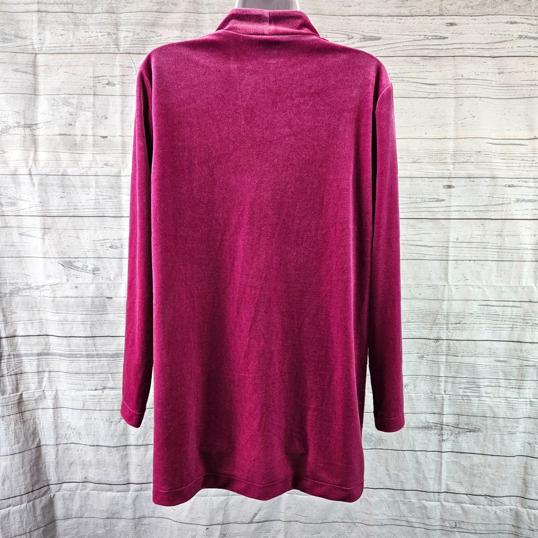 Vintage Chico's Womens Velvet Polished Tunic L Long Sleeve V-Neck Blouse Size Large Pink Size L / US 10 / IT 46 - 4 Thumbnail