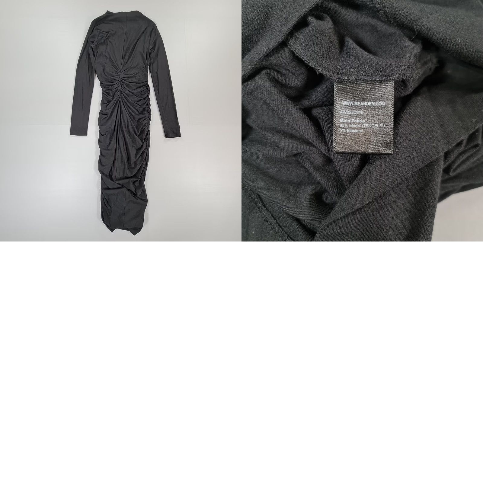 ME+EM ME+EM Womens Dress Midi Black Long Sleeve Ruched Stretch 6 UK Bodycon Party/Cocktail Size M / US 6-8 / IT 42-44 - 8 Thumbnail