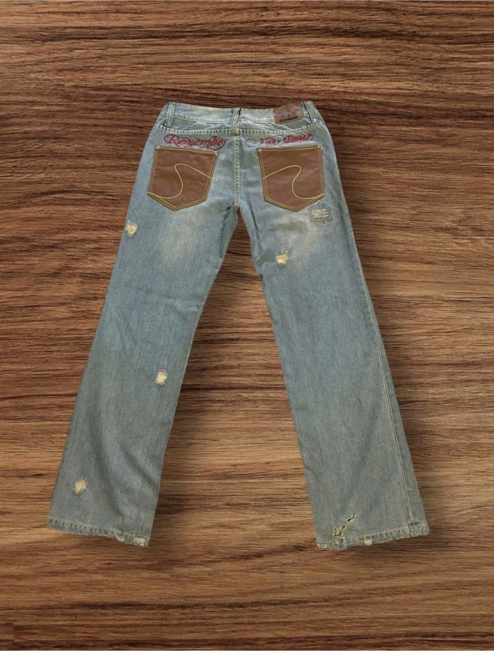 Gotcha × Vintage Vintage Japanese Brand Gotcha Back Side Leather Pocket Denim Size US 31 - 1 Thumbnail