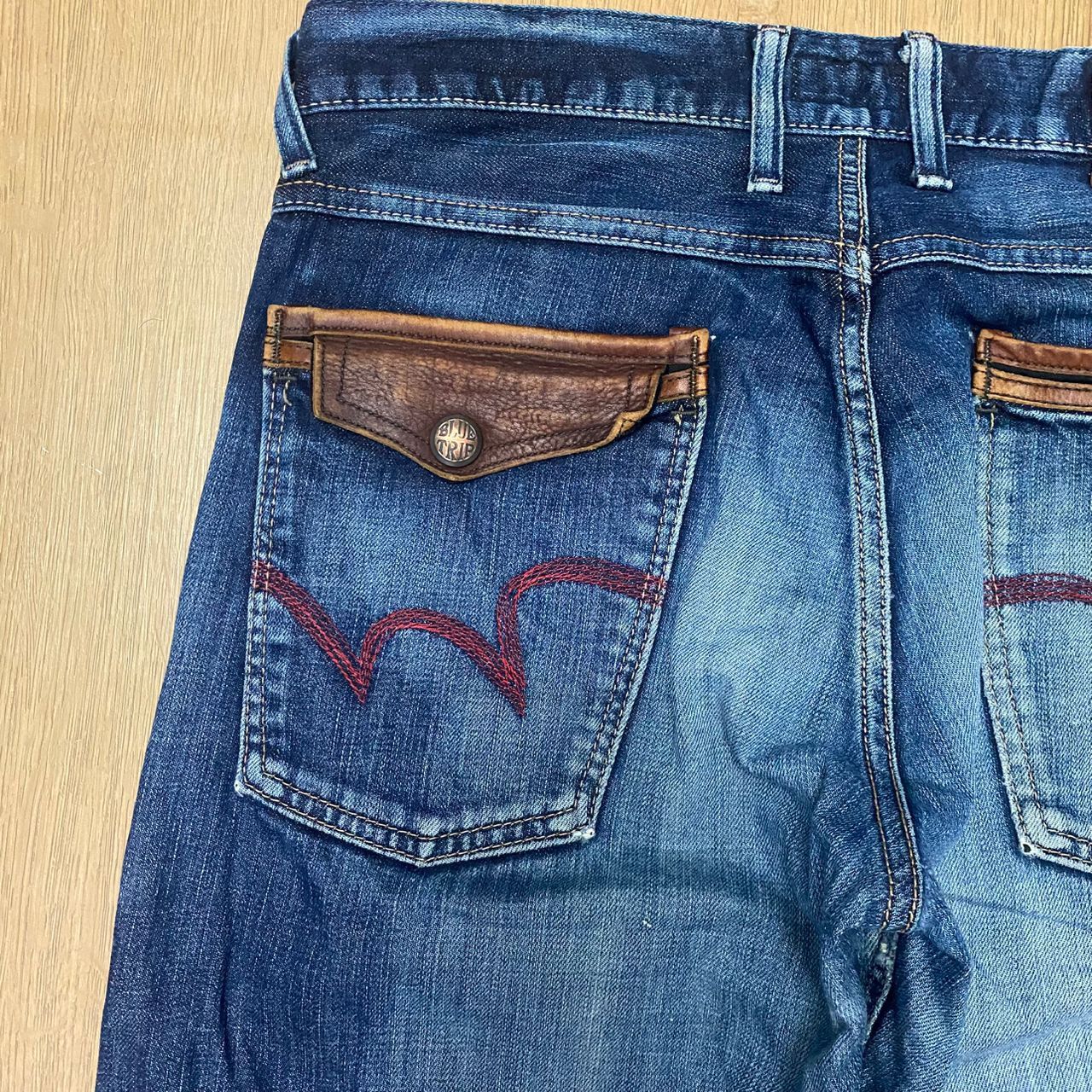 Edwin Vintage Edwin Blue Trip Distressed Denim Size US 31 - 14 Thumbnail