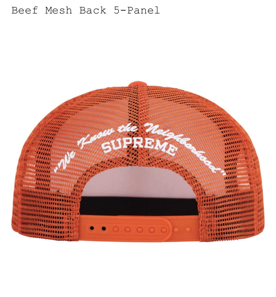 Supreme Supreme Beef Mesh Back 5-Panel Orange Size ONE SIZE - 8 Thumbnail