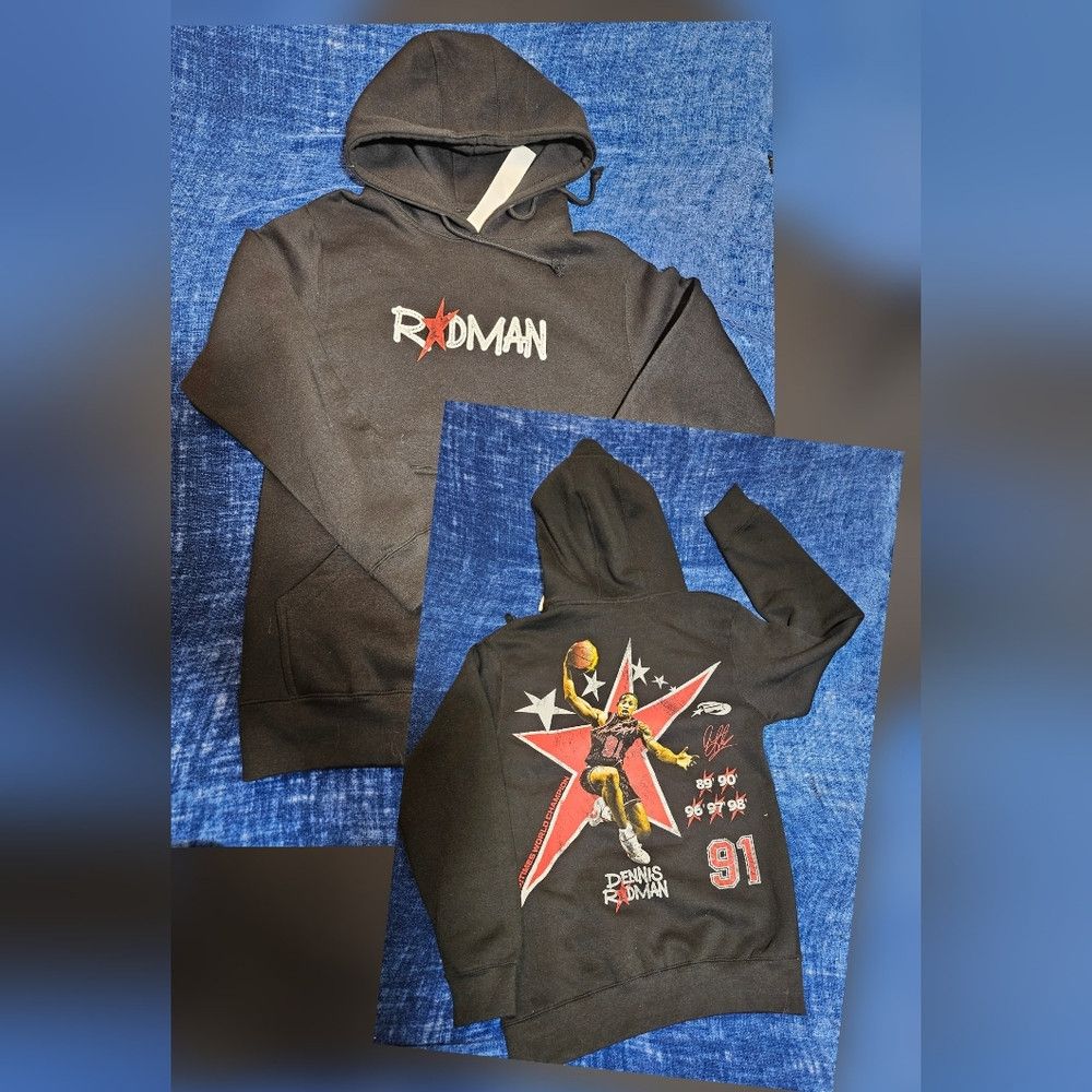 NBA NEW Dennis Rodman Black Hoodie Sweater Men Small Chicago Bu Size US S / EU 44-46 / 1 - 1 Thumbnail