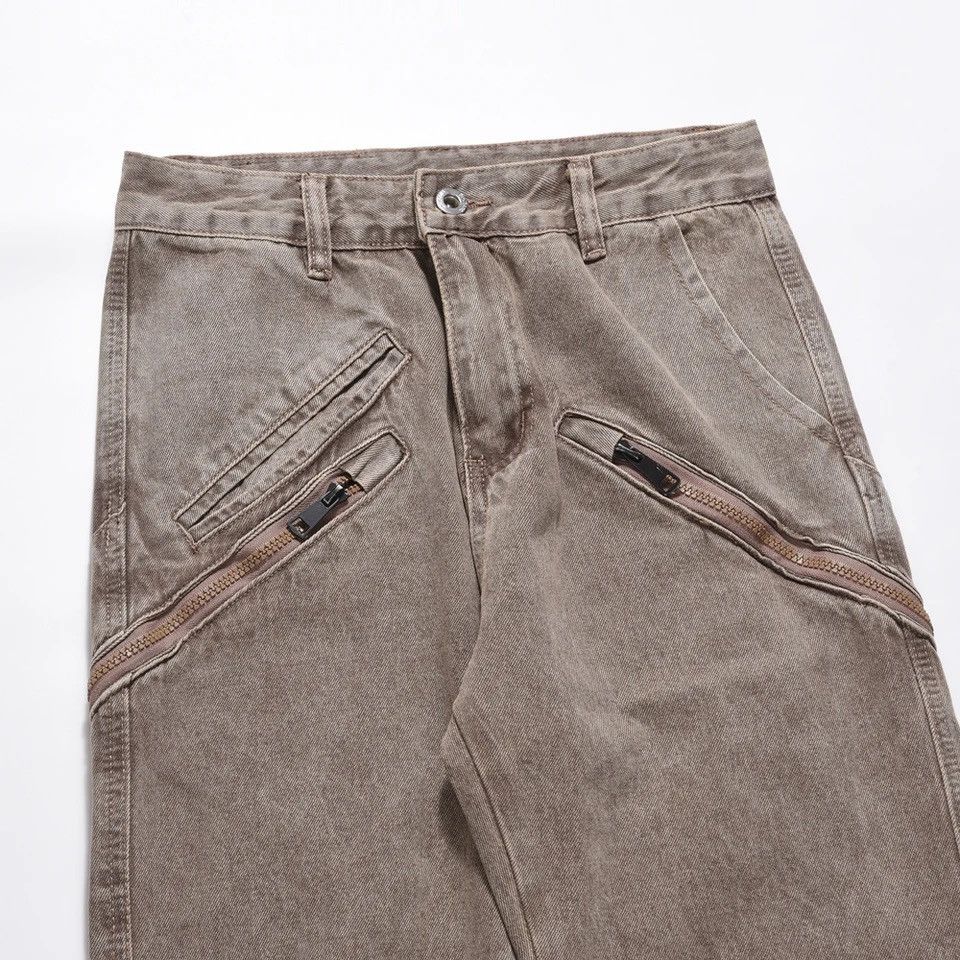 Vintage Vintage Slim Spliced Zip Distressed Size US 33 - 6 Thumbnail