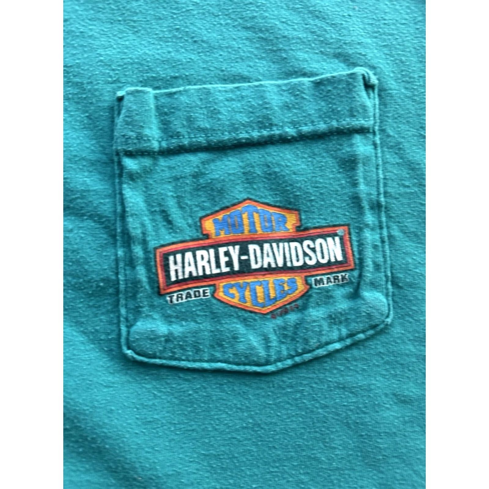 Harley Davidson VINTAGE Harley-Davidson Las Vegas T Shirt Tee Freedom Eagle USA Sz Med RARE Mens Teal 90s Biker Motorcycle Pocket Tee Size US M / EU 48-50 / 2 - 4 Thumbnail