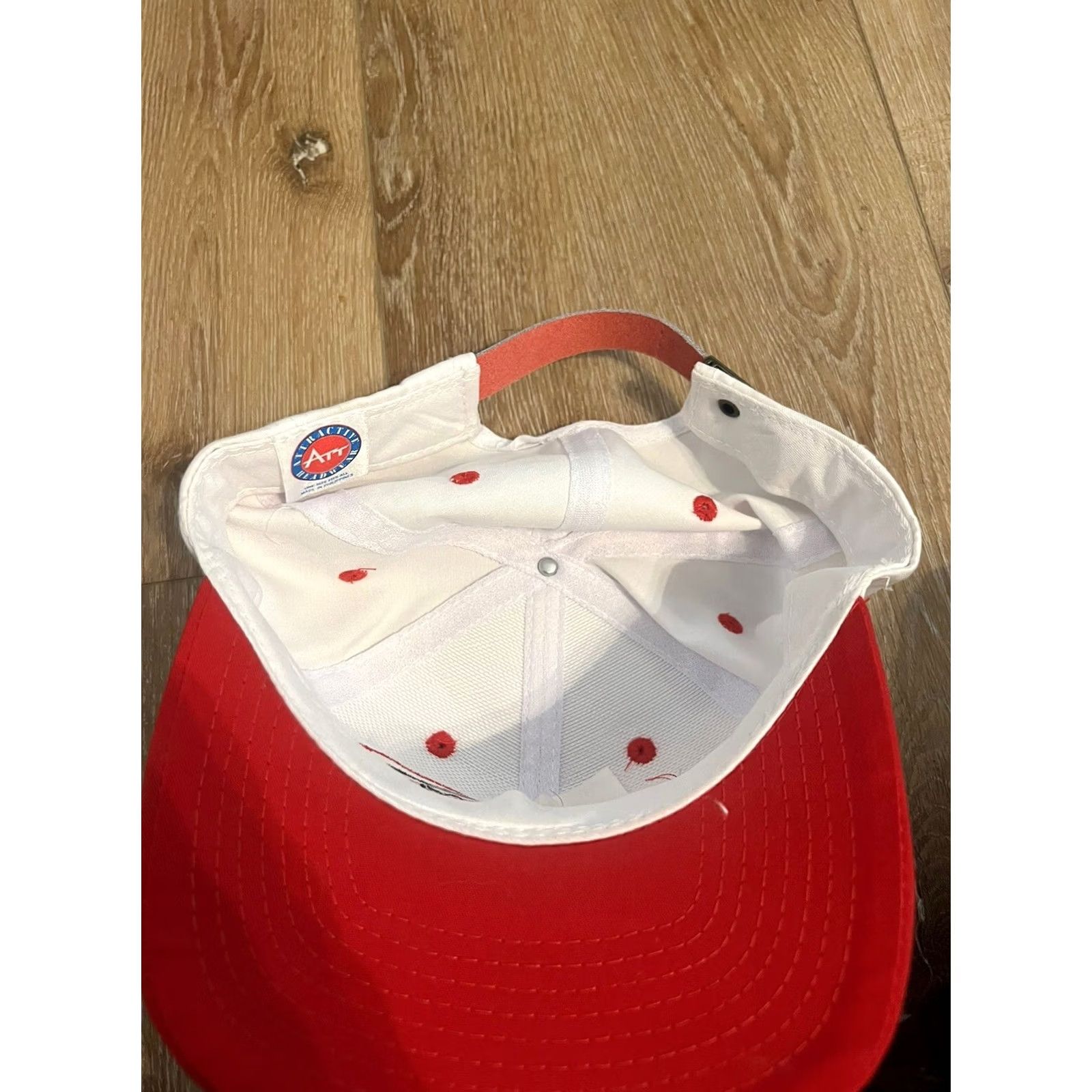 Vintage VINTAGE SNAP-ON Leather Strapback Hat Cap OSFM White Red Racing Cap Men Adjustable Hat Size ONE SIZE - 3 Thumbnail
