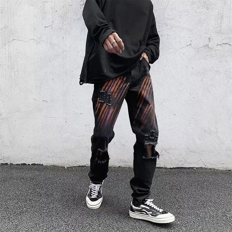 Japanese Brand Hip hop ripped straight leg jeans Size US 32 / EU 48 - 3 Thumbnail