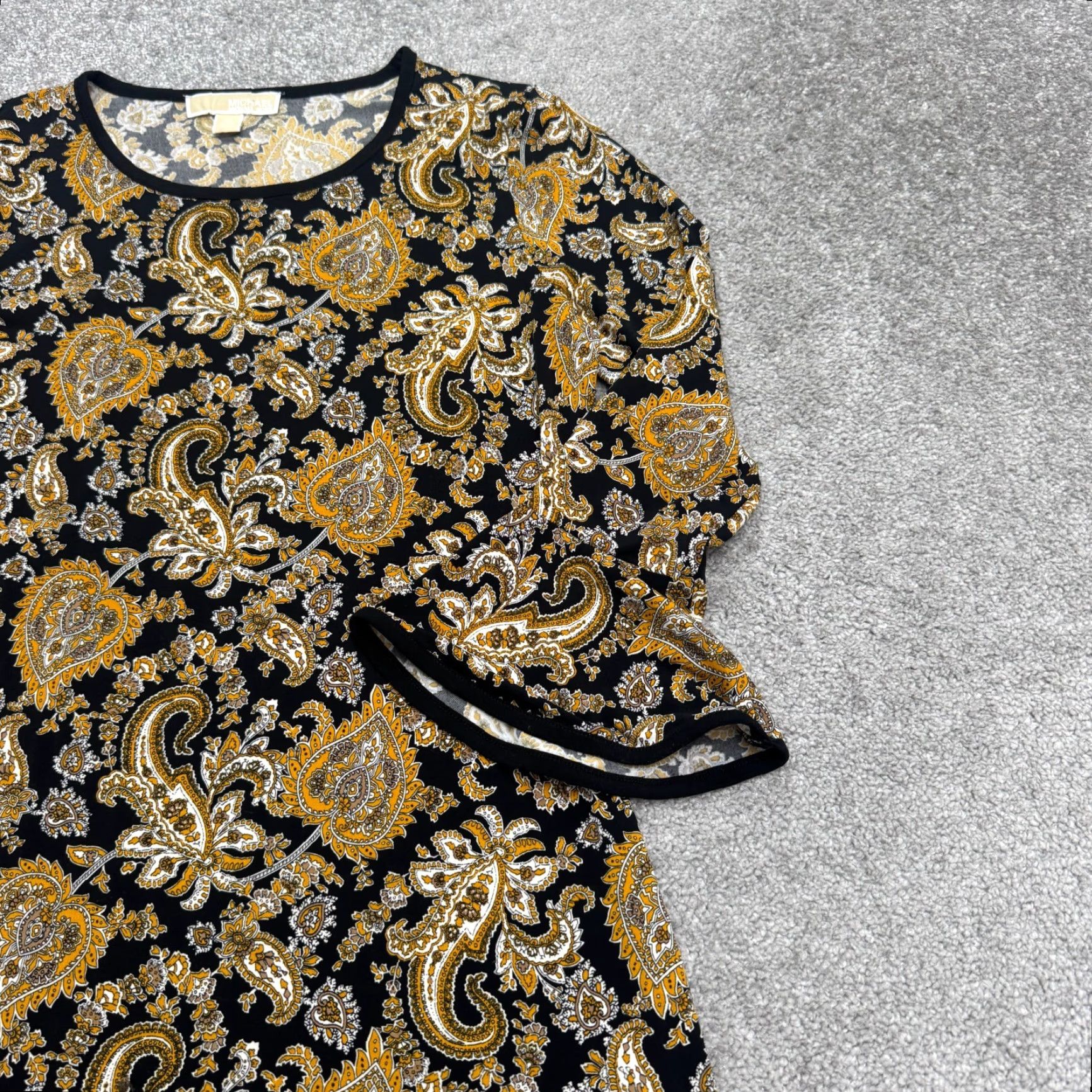 Michael Kors Michael Kors Paisley Bell Sleeve Tunic Mini Dress Womens M Black Gold NWOT Size M / US 6-8 / IT 42-44 - 5 Thumbnail