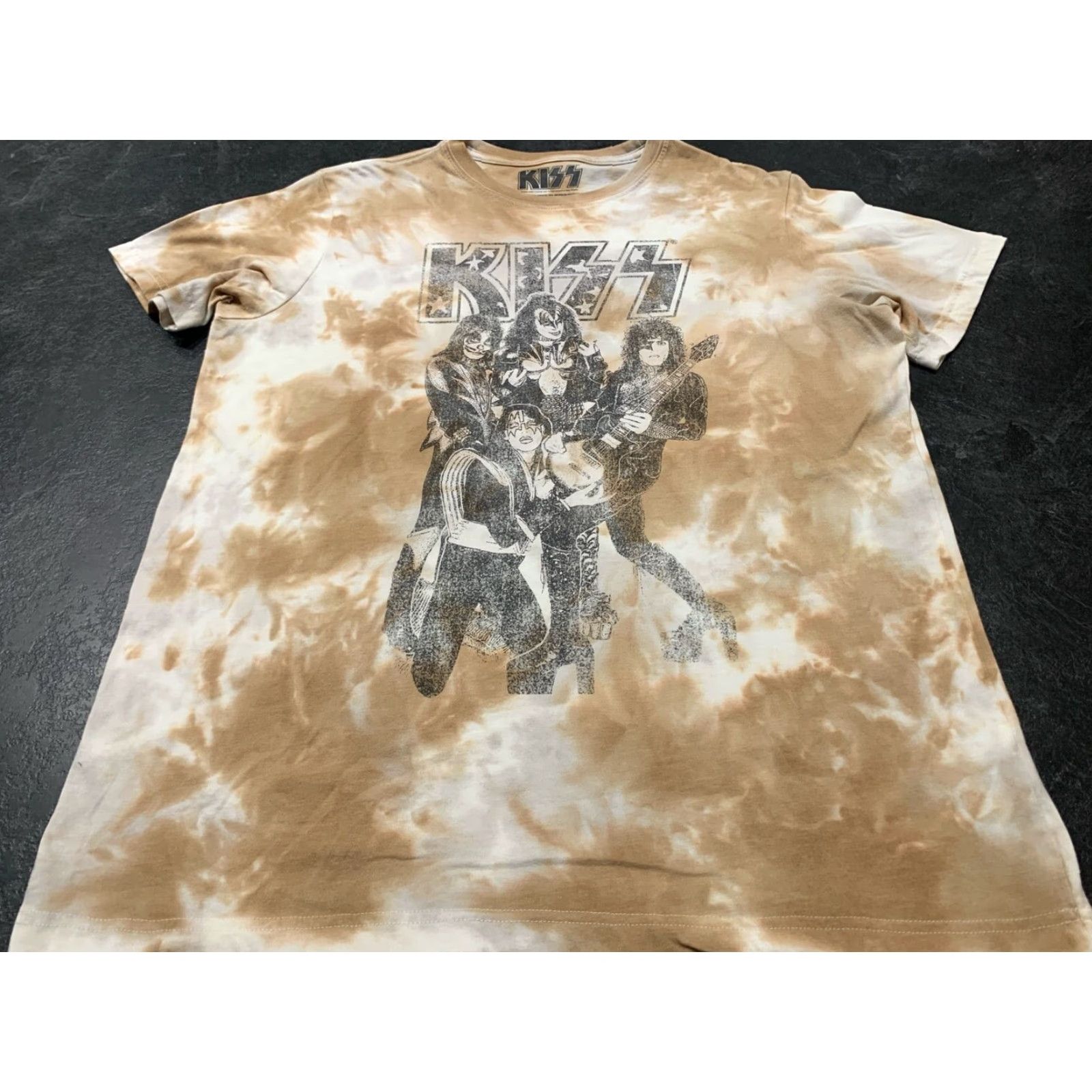 Vintage KISS T-Shirt Tie Dye Brown White Men Large Crew Neck Short Sleeve Band Rock Music Official Merchandise Size US L / EU 52-54 / 3 - 2 Thumbnail