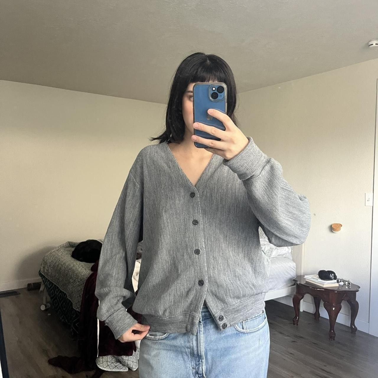 Jantzen Grey Vintage Cardigan Size M / US 6-8 / IT 42-44 - 3 Thumbnail