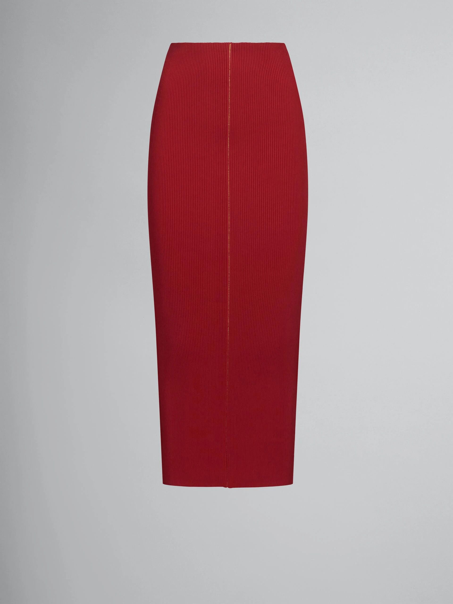 Marni o1w1db10824 Ribbed Knit Midi Skirt in Red Size 30" / US 8 / IT 44 - 1 Thumbnail