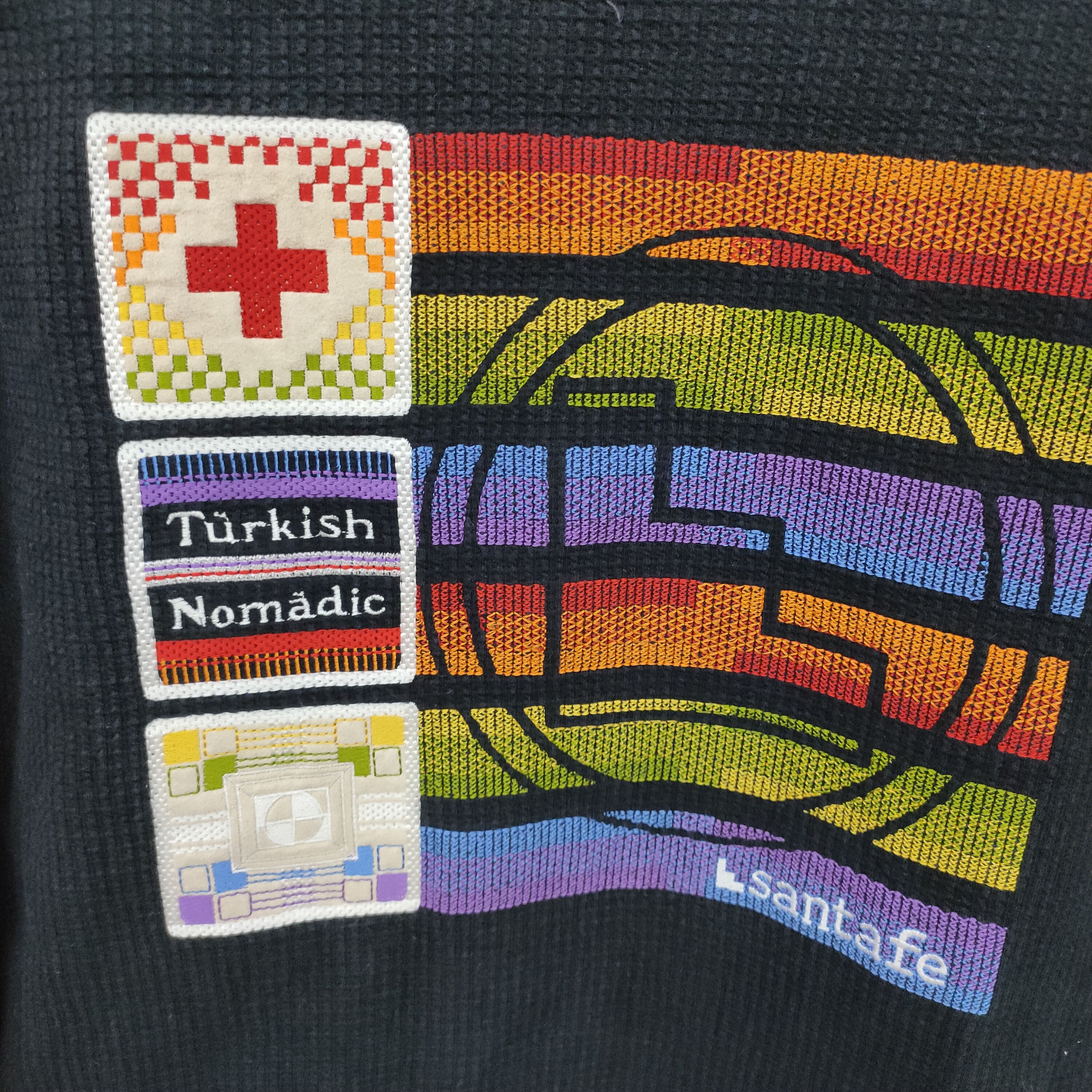 Japanese Brand Santa Fe Nomadic Black Colorful Turkish Patchwork Back, Size US M / EU 48-50 / 2 - 5 Thumbnail