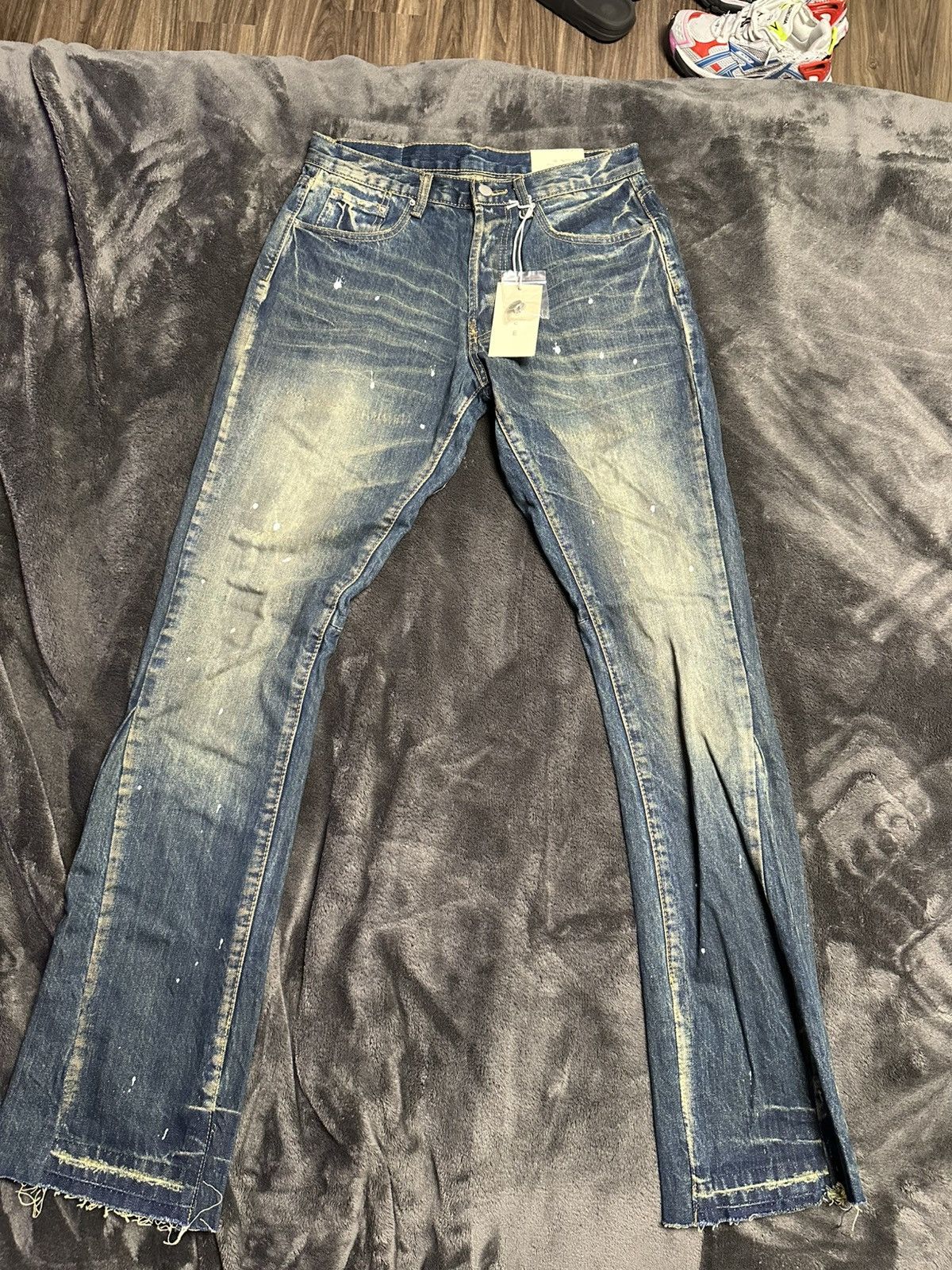 MNML Blue washed paint splatter mnml jeans Size US 30 / EU 46 - 1 Thumbnail