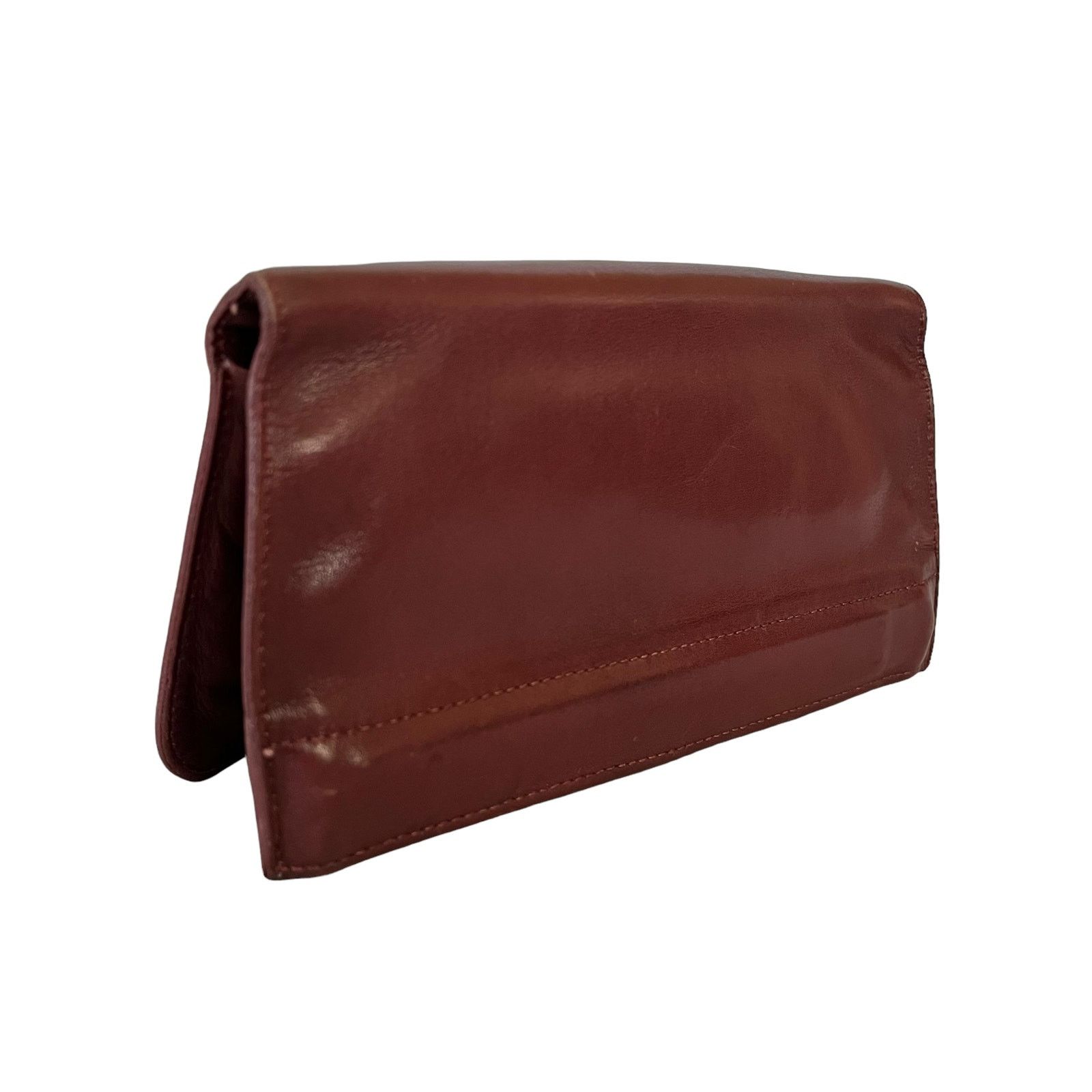 Bosca × Vintage Vintage Bosca Burgundy Leather Foldover Clutch Purse Wallet Size ONE SIZE - 8 Thumbnail