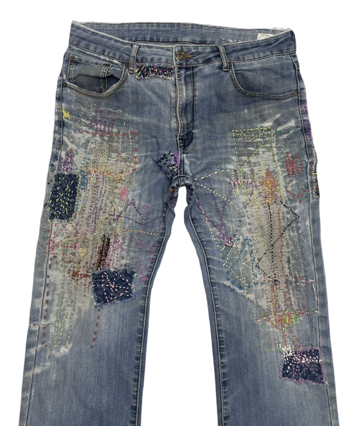 Japanese Brand Vintage Closshi Hand Knit Distressed Denim Jeans Size US 34 / EU 50 - 3 Thumbnail