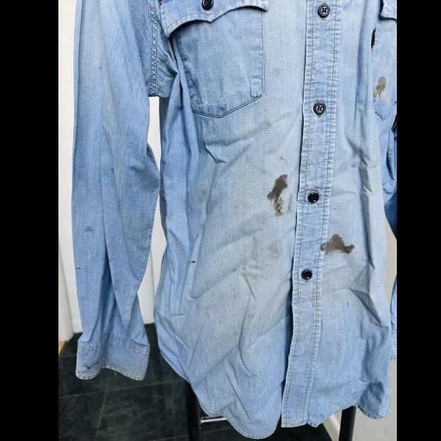 Levi's × Levi's Vintage Clothing × Vintage VINTAGE 1970s LEVI'S SHIRT ORANGE TAB BLUE DENIM DISTRESSED Size US XL / EU 56 / 4 - 4 Thumbnail