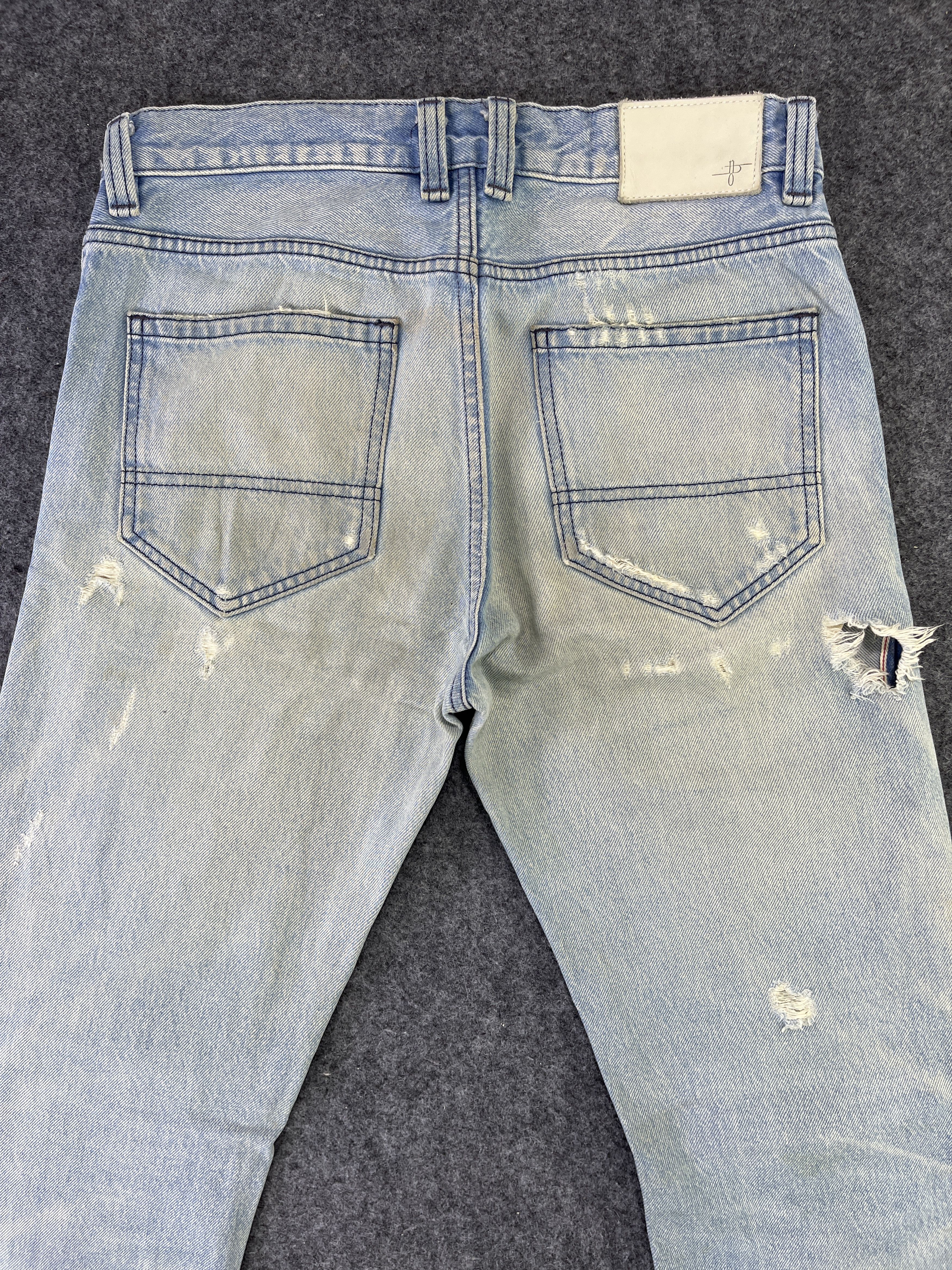 Japanese Brand NO ID Distressed Jeans Red Line Denim - J835 Size 32" / US 10 / IT 46 - 4 Thumbnail