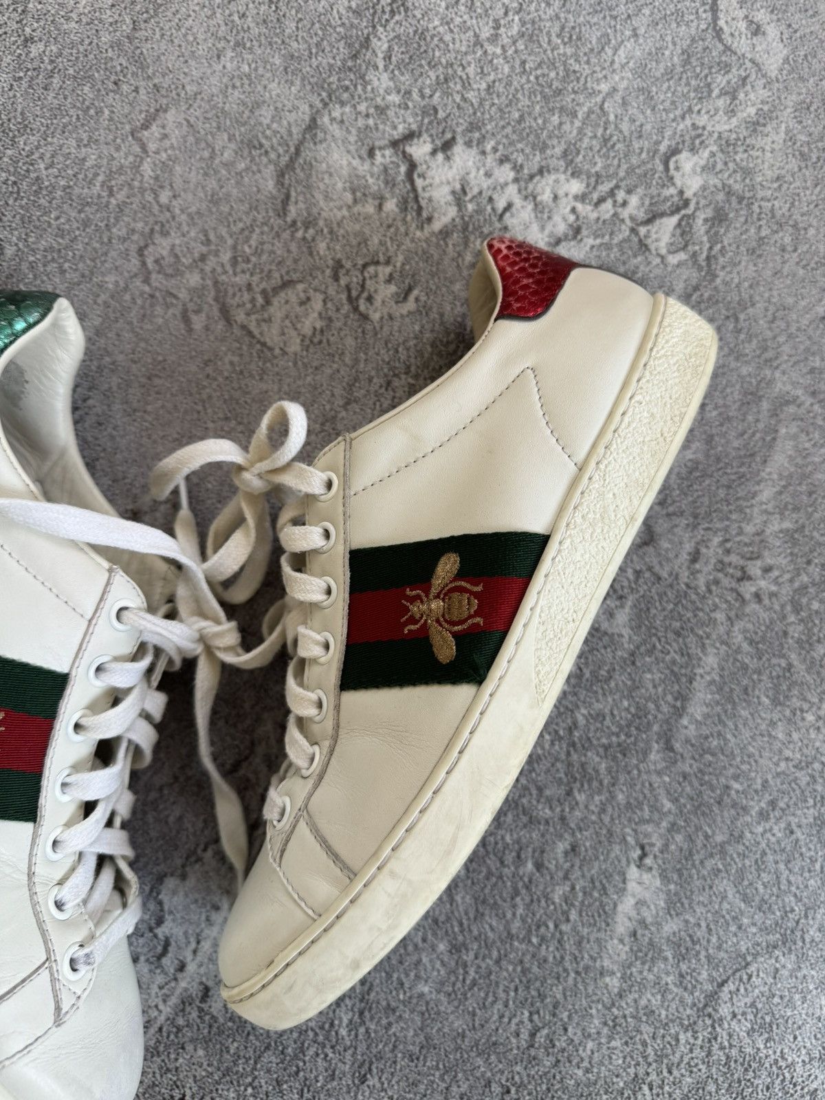 Designer × Gucci Gucci 36size white ACE leather low top sneakers shoes 431942 Size US 6 / IT 36 - 21 Thumbnail