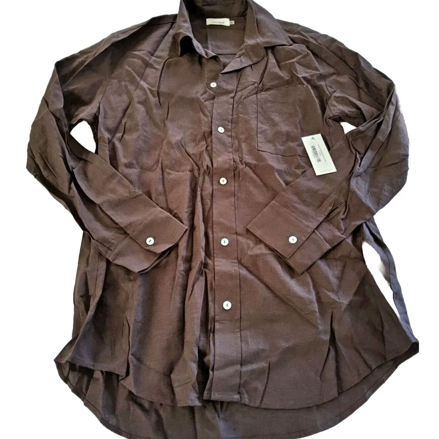 Vintage Montce Women's Button-Up Shirt Linen Blend Swim Cover Size S Brown, Linen Blend, Rayon, Button Down - Regular, 18 Size S / US 4 / IT 40 - 6 Thumbnail