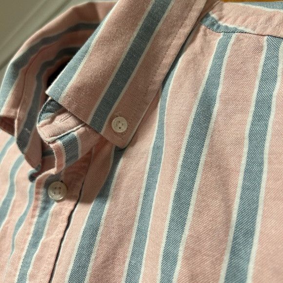 Armor-Lux Armor Lux Pink and Blue Striped Casual Button Down Shirt Size US M / EU 48-50 / 2 - 11 Thumbnail