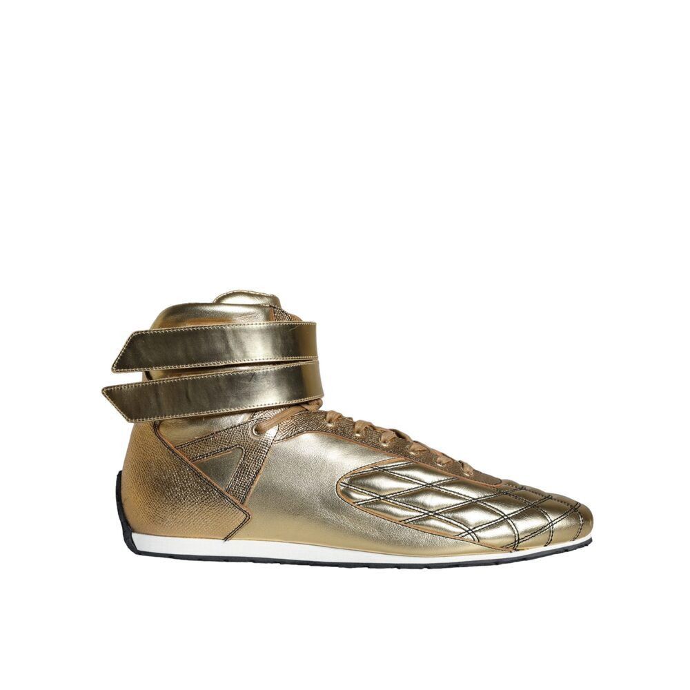 Dolce & Gabbana Dolce & Gabbana Gold Leather Sartoria High Top Sneakers Shoe Size US 11 / EU 44 - 5 Thumbnail