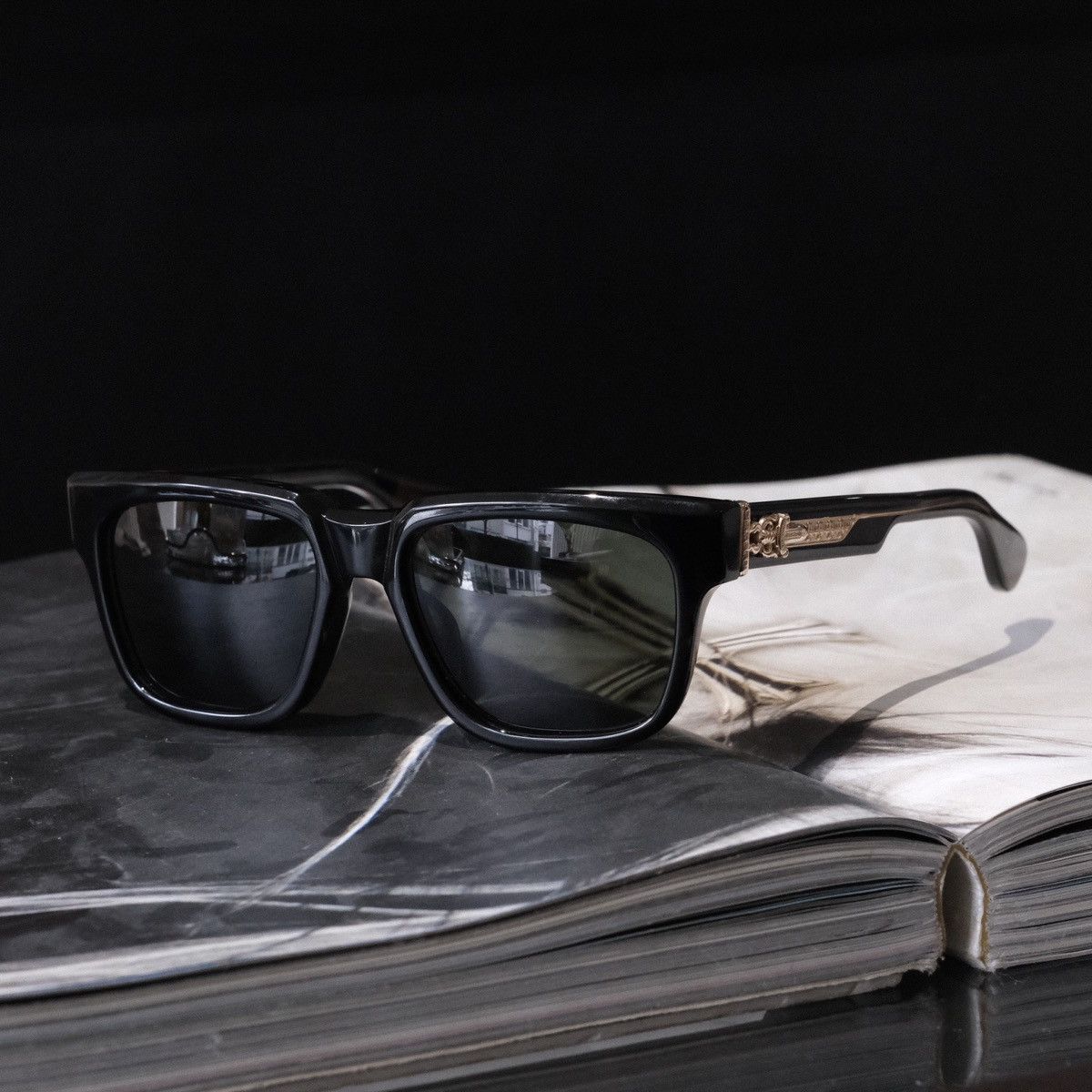 image of Chrome Hearts Box Officer Sunglasses, Men's