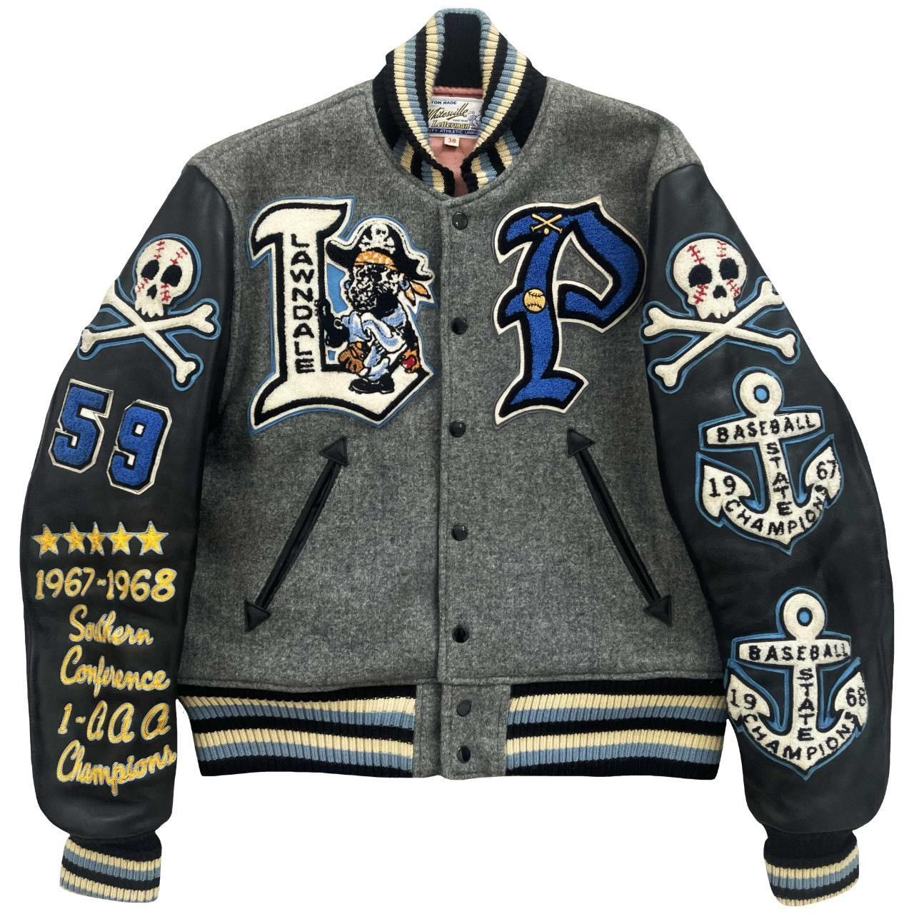 image of Whitesville Varsity Jacket in Grey, Men's (Size Medium)