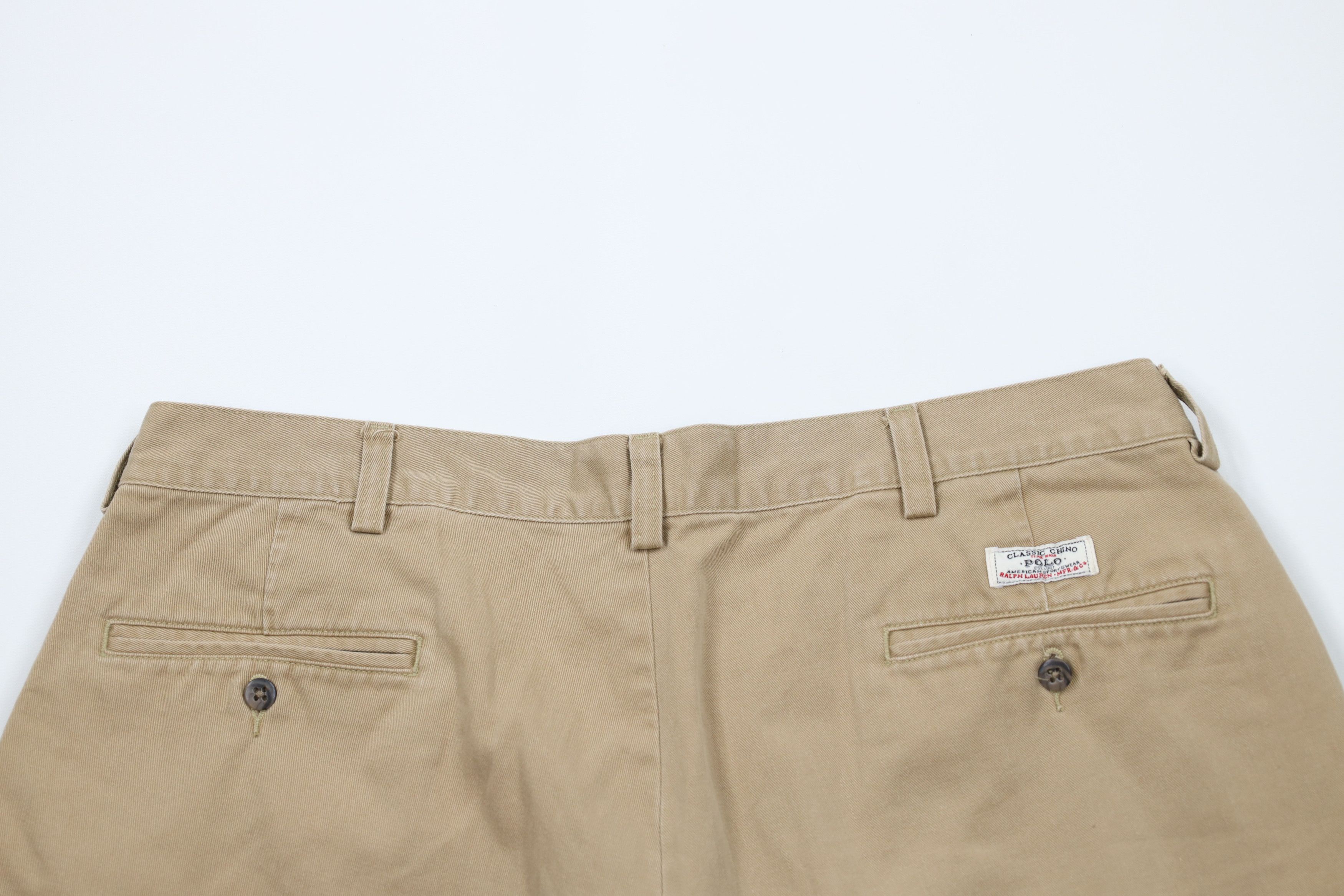 Ralph Lauren × Vintage Vintage 90s Ralph Lauren Knee Chino Shorts Beige Cotton Size US 36 / EU 52 - 9 Thumbnail