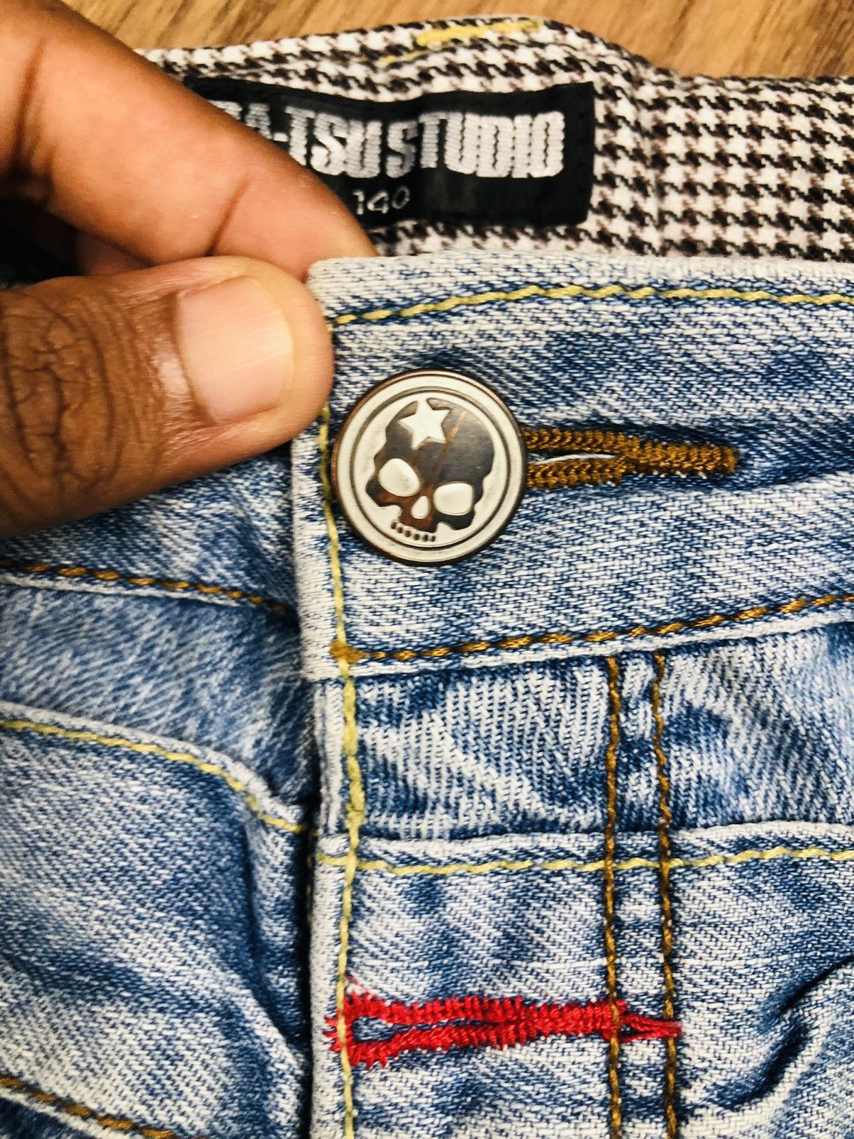 Japanese Brand BA-TSU STUDIO Y2K Reworked Distressed Denim (37) Size US 27 - 8 Thumbnail