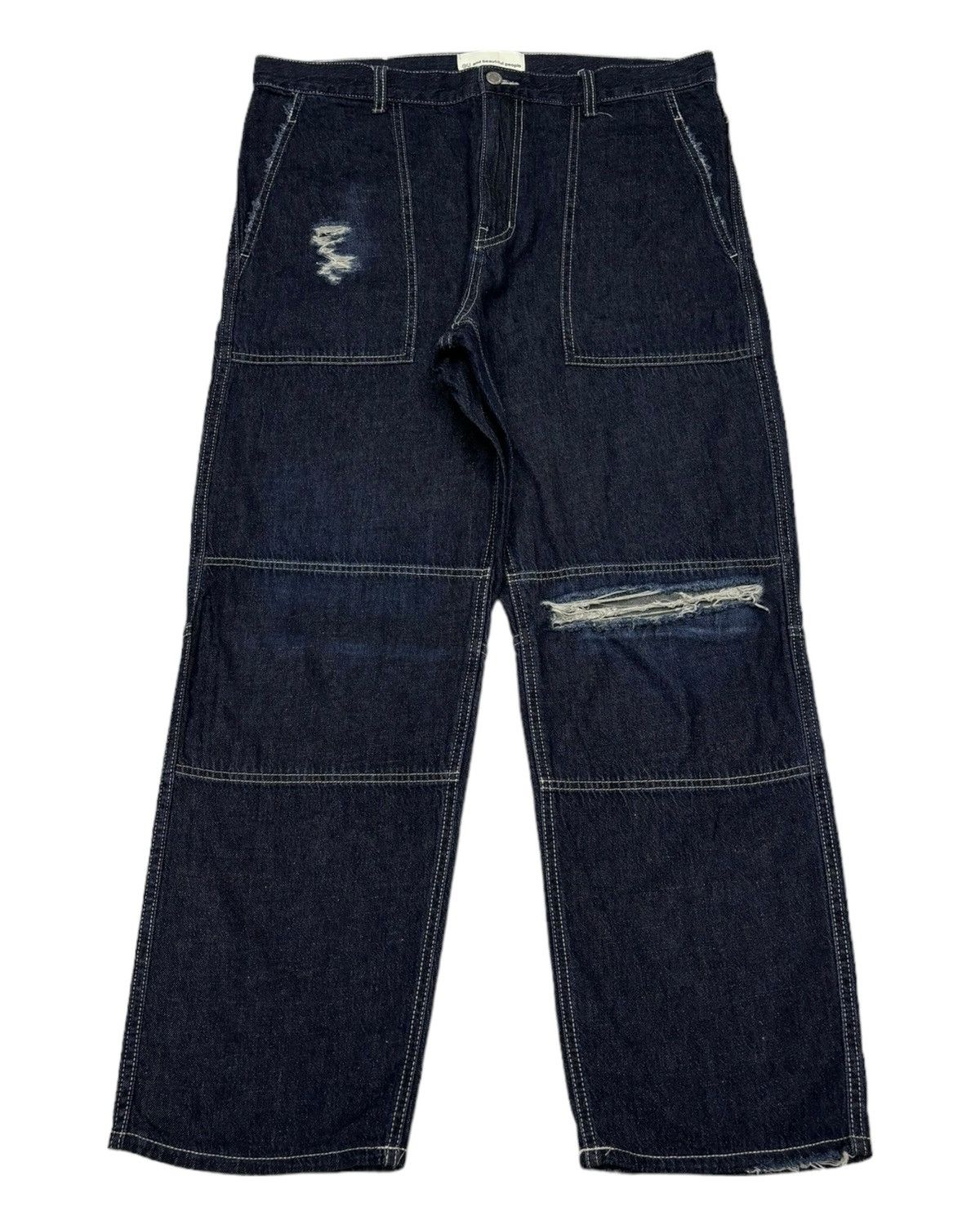 GU × Jun Takahashi Vintage GU and Beautiful People Baggy Denim Distress Jeans Size US 36 / EU 52 - 1 Thumbnail