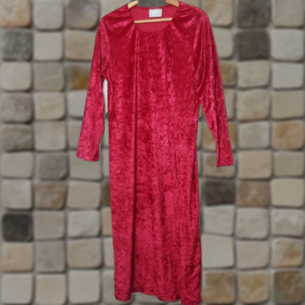 Blair Blair Dress Women Large Red Crushed Velour Maxi Long Sleeve Gothic EUC Size L / US 10 / IT 46 - 1 Thumbnail