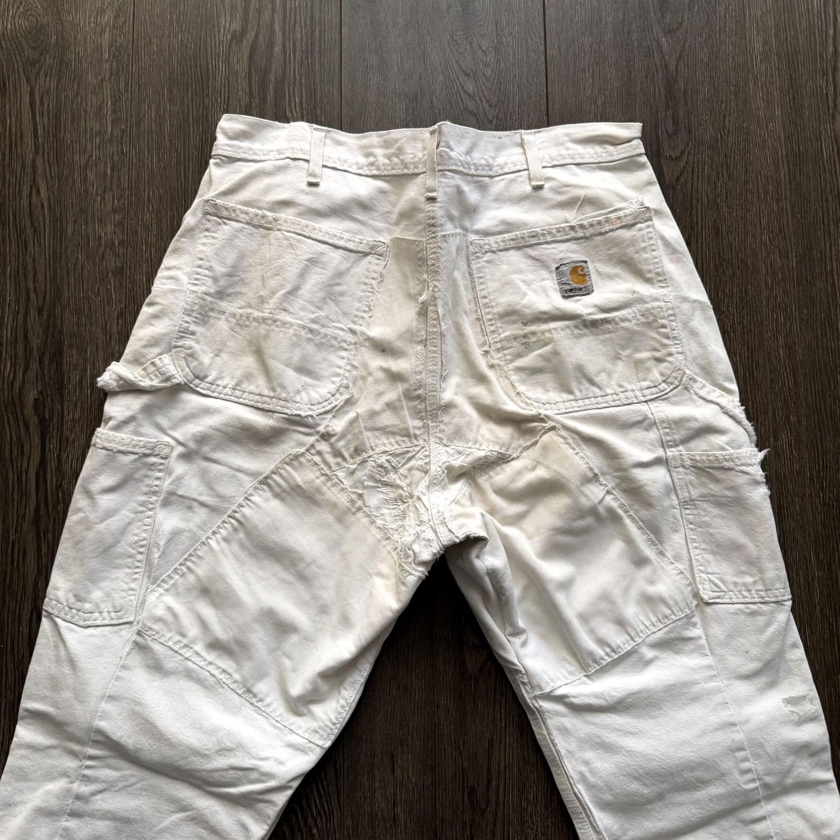 Carhartt VINTAGE Carhartt Painter Pants 34x30 White Canvas Distressed Double Knee Carpenter Workwear Mens Pants Size US 34 / EU 50 - 3 Thumbnail